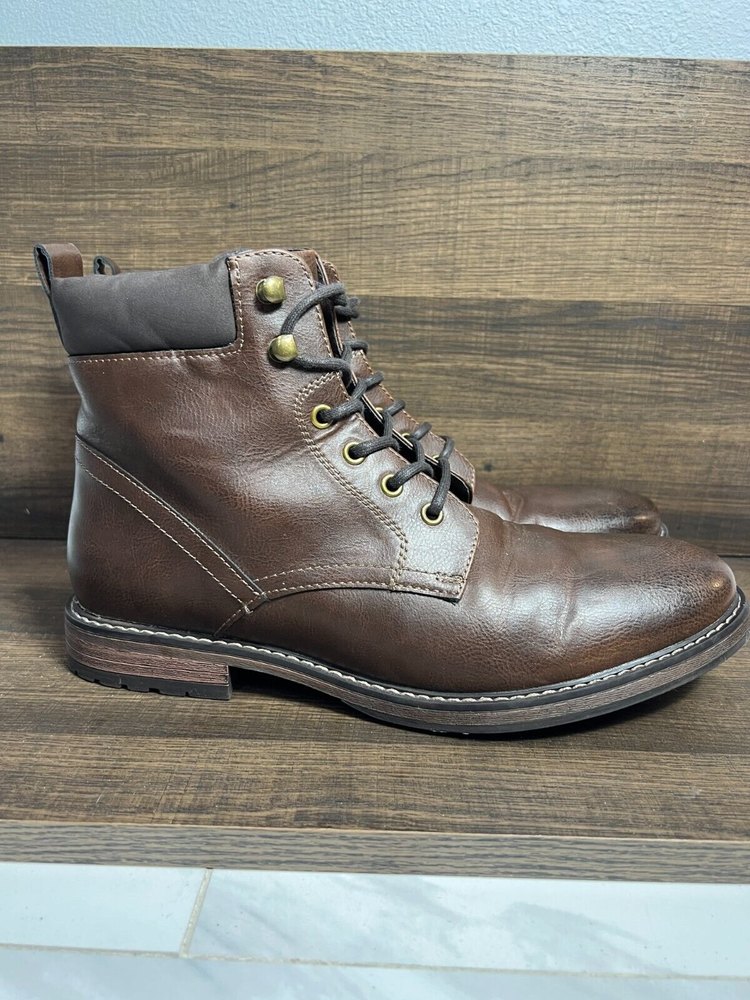 Club Room Mens Lace-Up Faux Leather Dress Chukka Boot 10.5M Lace Up Westin Tan